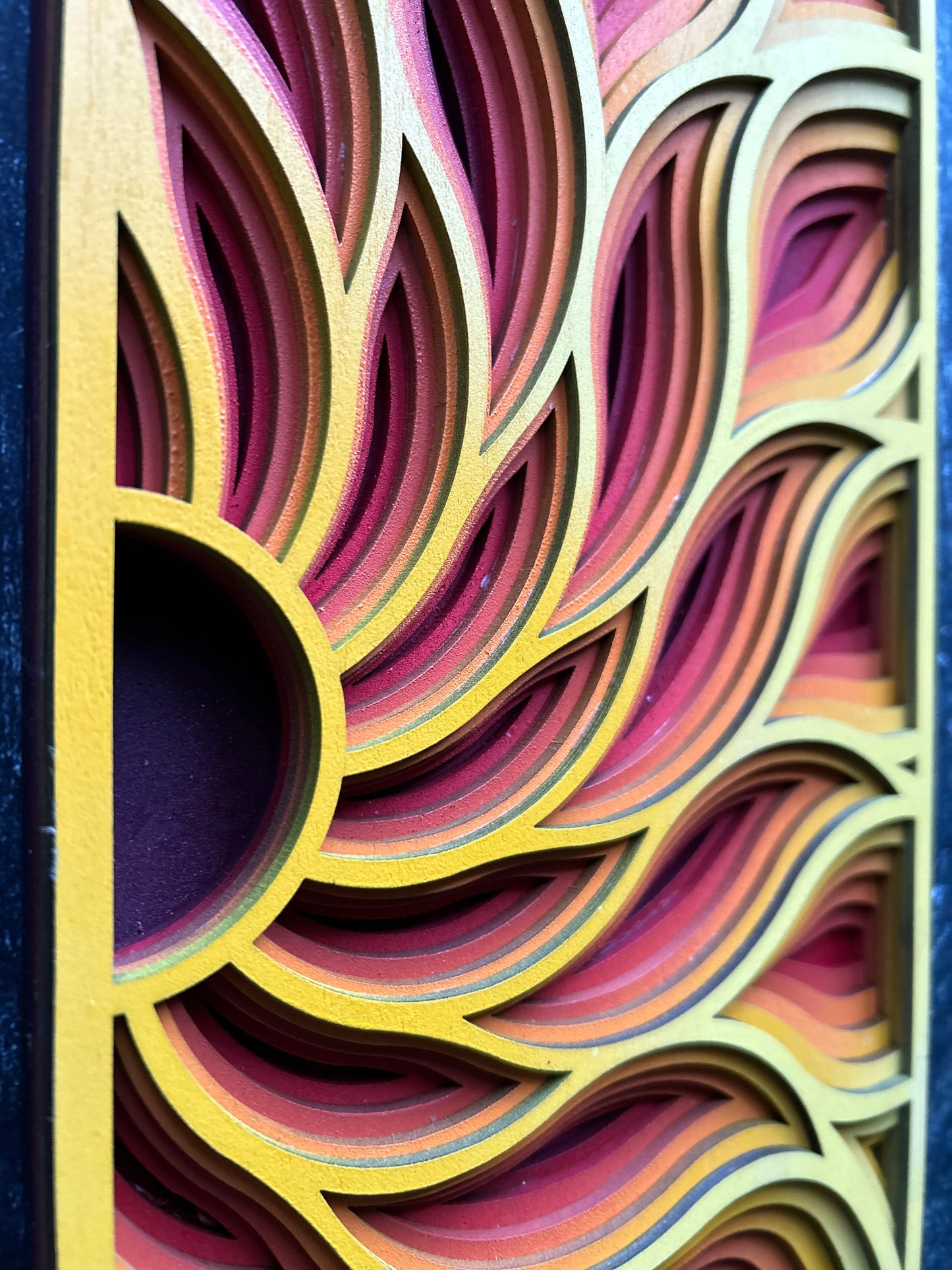 Multi-Layer Mandala Sun - Six layers of laser cut wood, hand painted