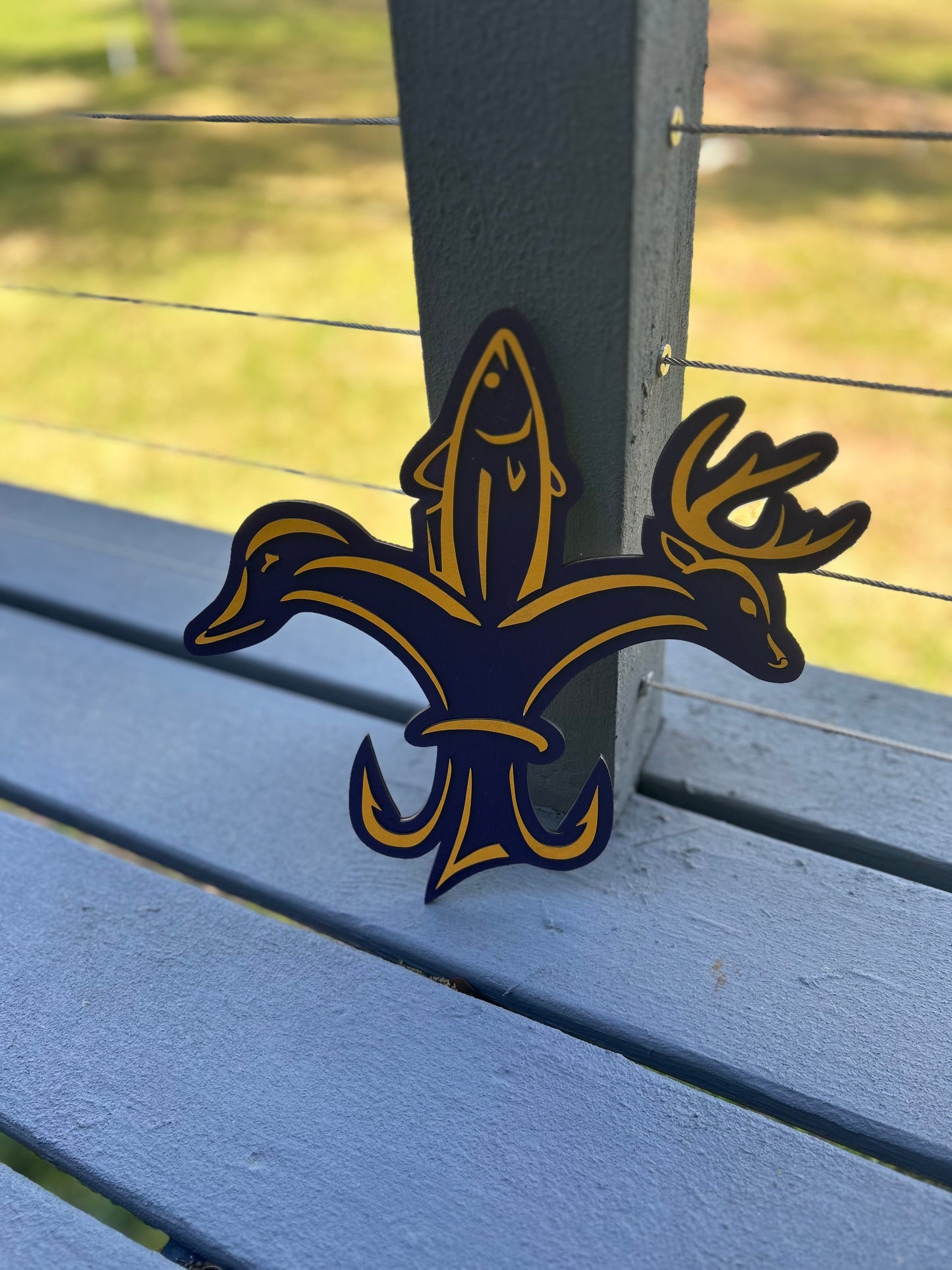Purple and Gold Sportsman Fleur de Lis - Laser cut, layered design