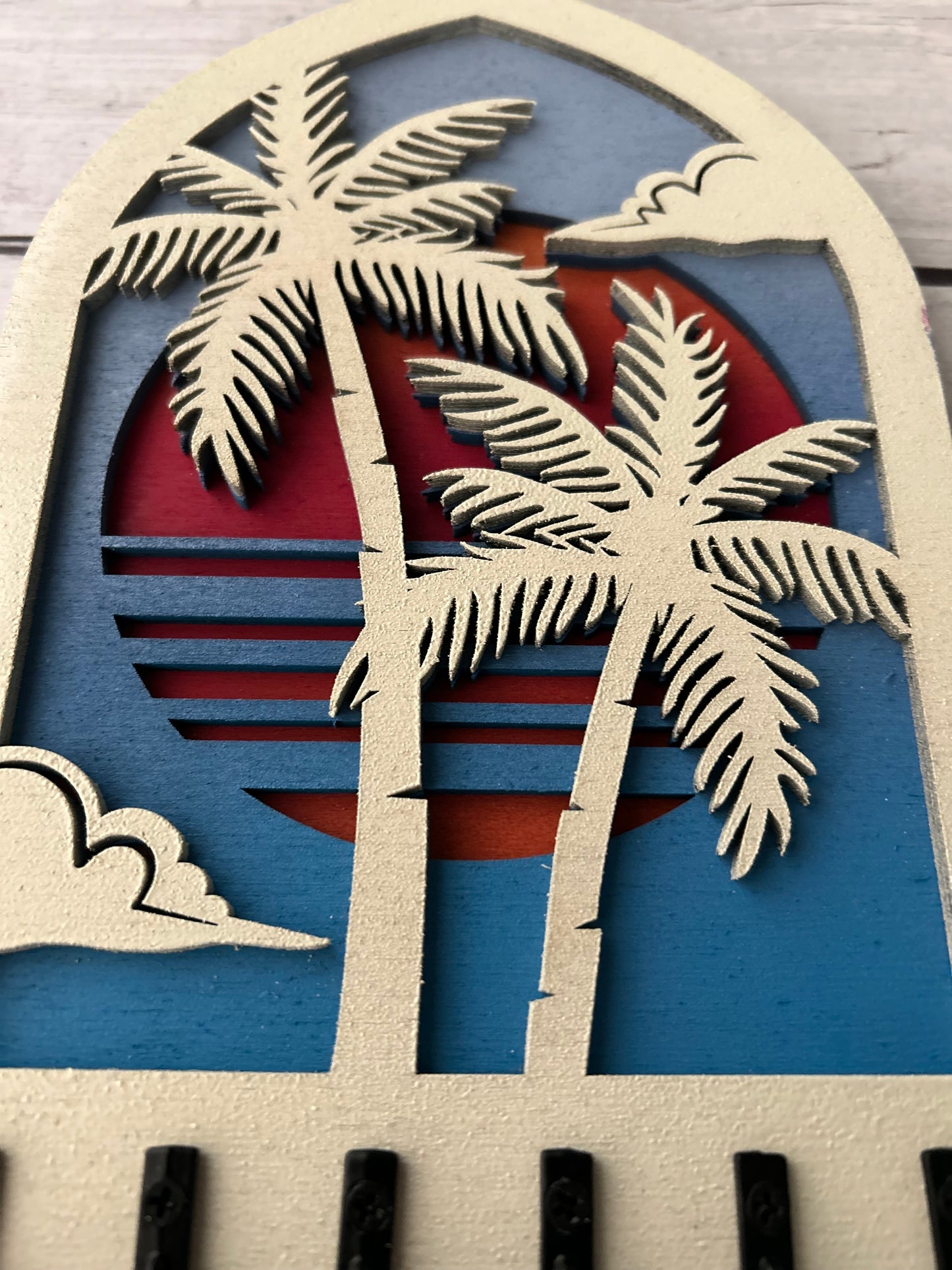 Palm Tree Key Hanger with Sunset