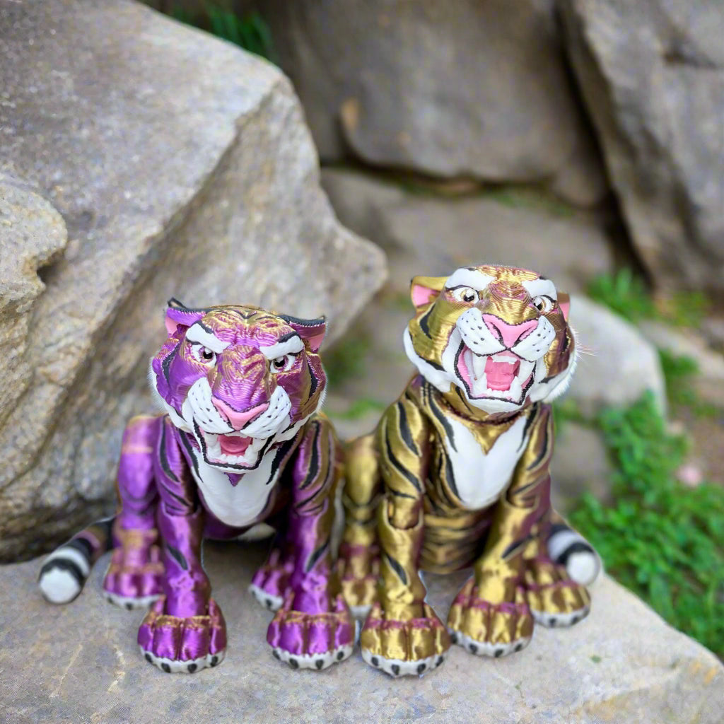 Limited Edition Purple/Gold Tiger - 3d Printed Posable Toy