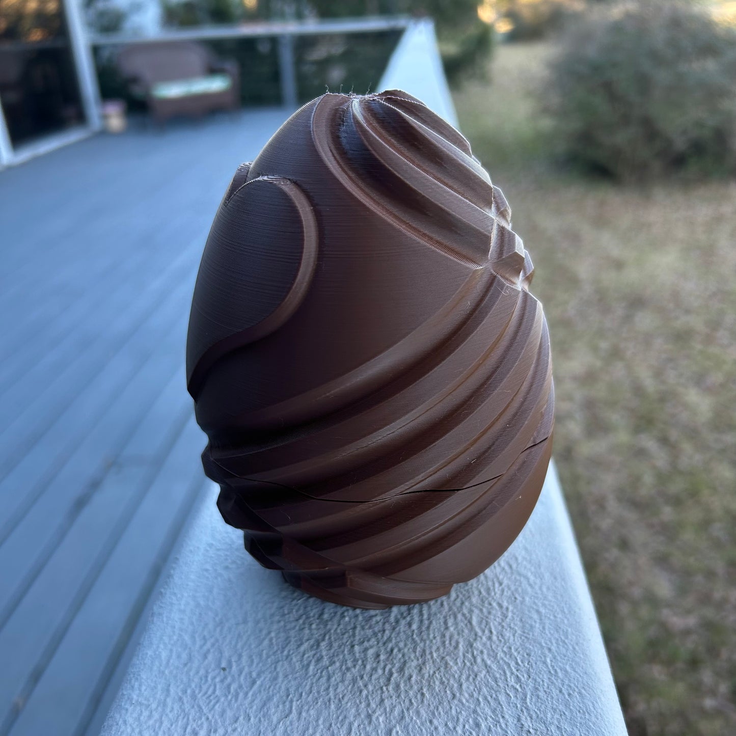 Special Edition Chocolate Spiral Egg - 3D Printed Chocolate-Colored Hollow Eggs; Perfect for Hiding Surprises Inside