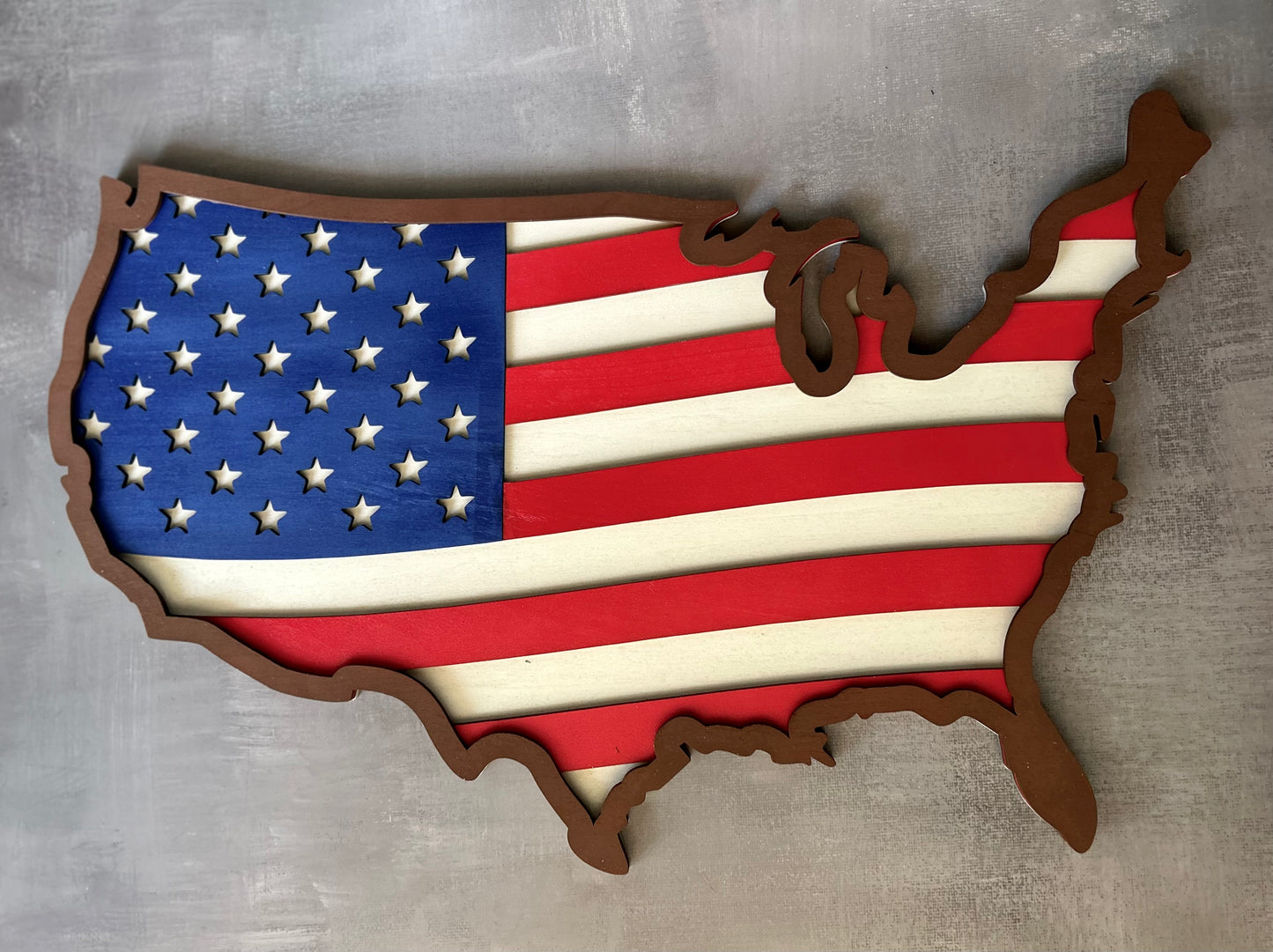 USA with American Flag inlay, stained or painted