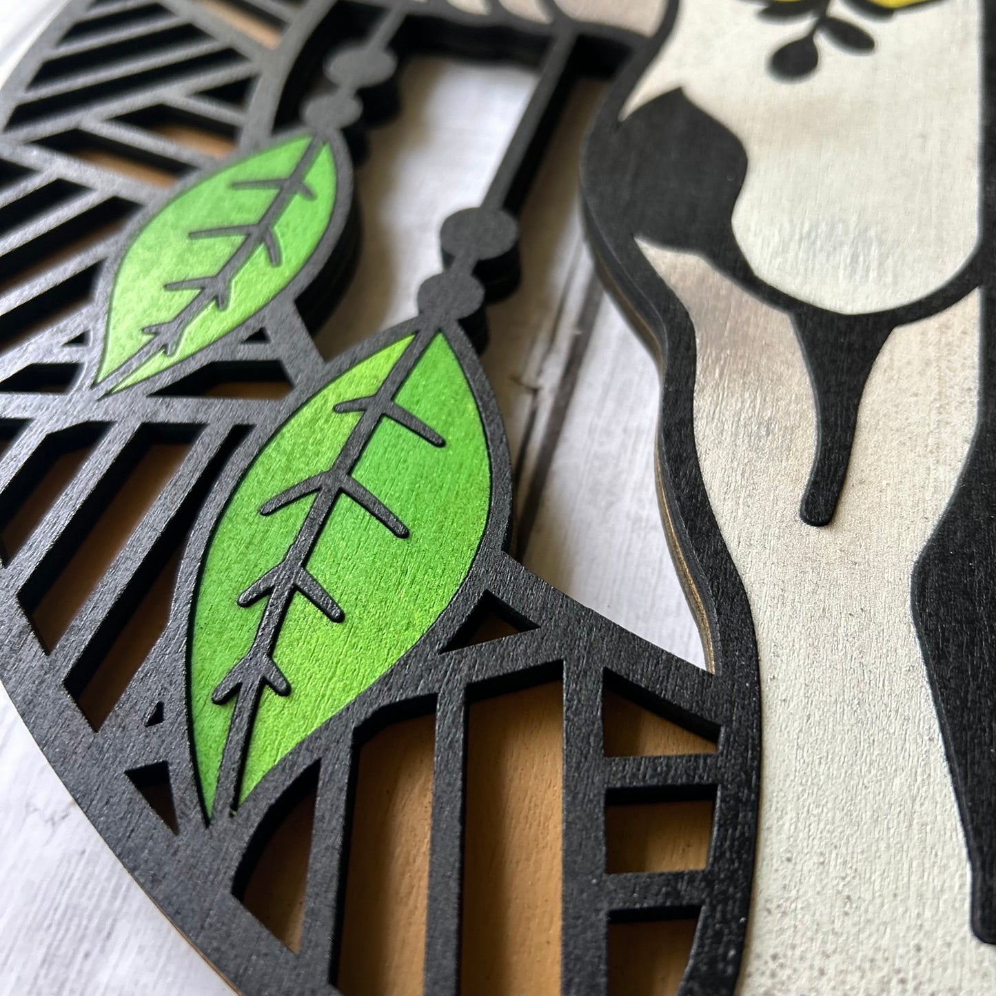 Western Longhorn Wall Art, Flowers - Laser cut, multi-layer wood, hand painted, great for any room