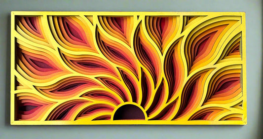 Multi-Layer Mandala Sun - Six layers of laser cut wood, hand painted