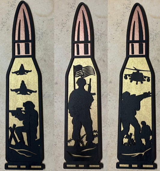 Military Memorabilia - Laser cut wood cartridges