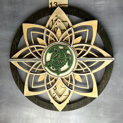 Round flower wall art with sea turtle and measurements