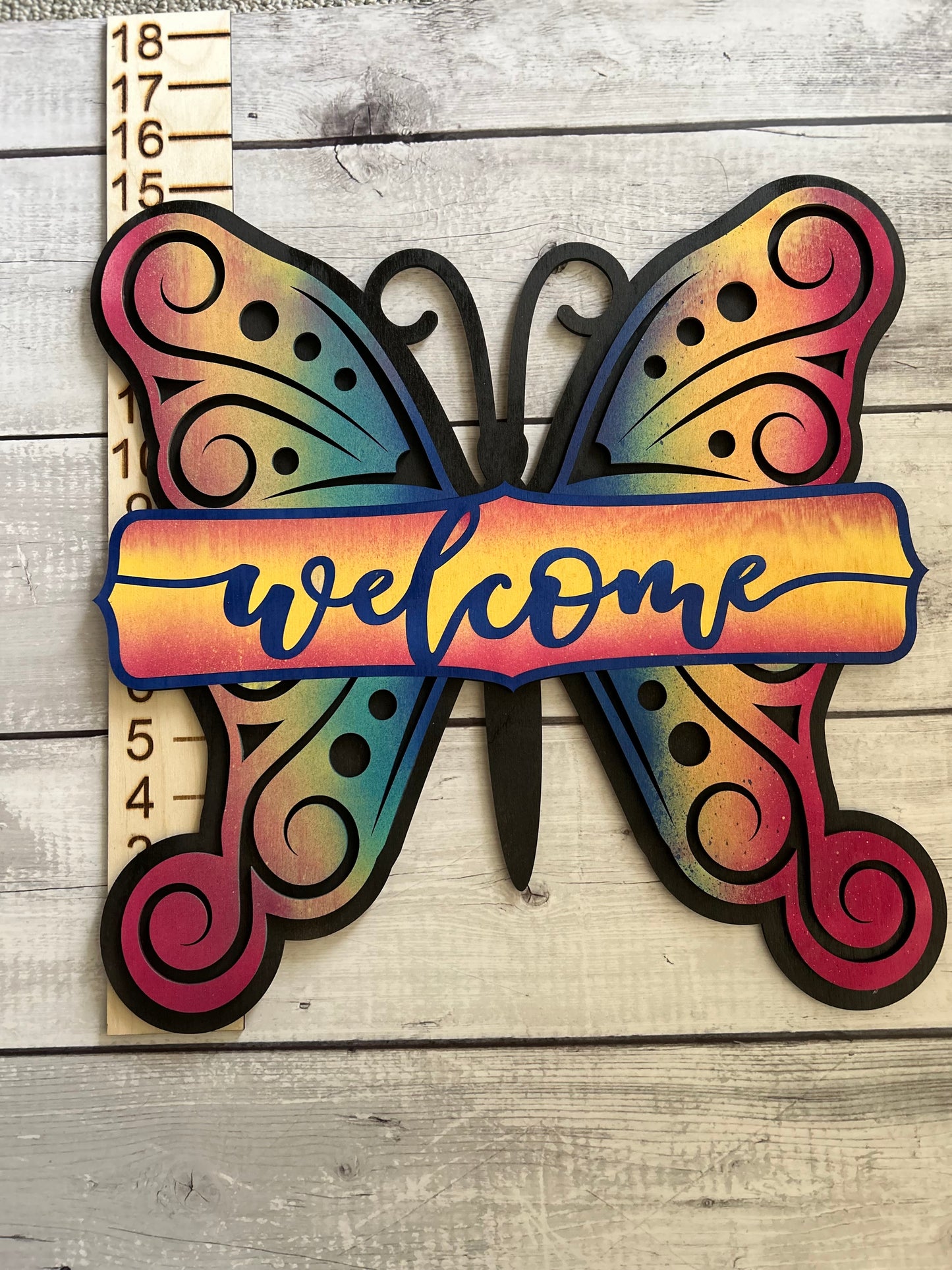 Colorful Butterfly Wall Art - Laser cut, multi-layer wood, hand painted, great for any room