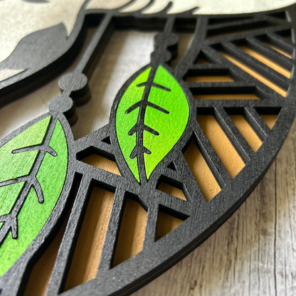 Western Longhorn Wall Art, Flowers - Laser cut, multi-layer wood, hand painted, great for any room