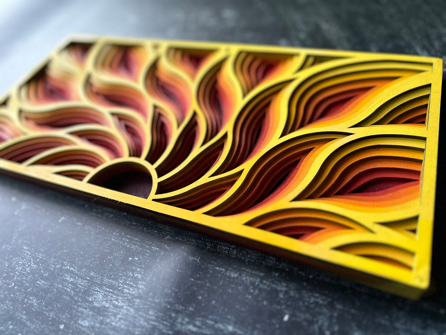 Multi-Layer Mandala Sun - Six layers of laser cut wood, hand painted