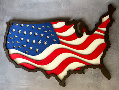 USA with American Flag inlay, stained or painted