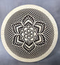Rosette created with multiple laser cut layers, hand painted in blue and green hues. Also available as unpainted and unassembled.