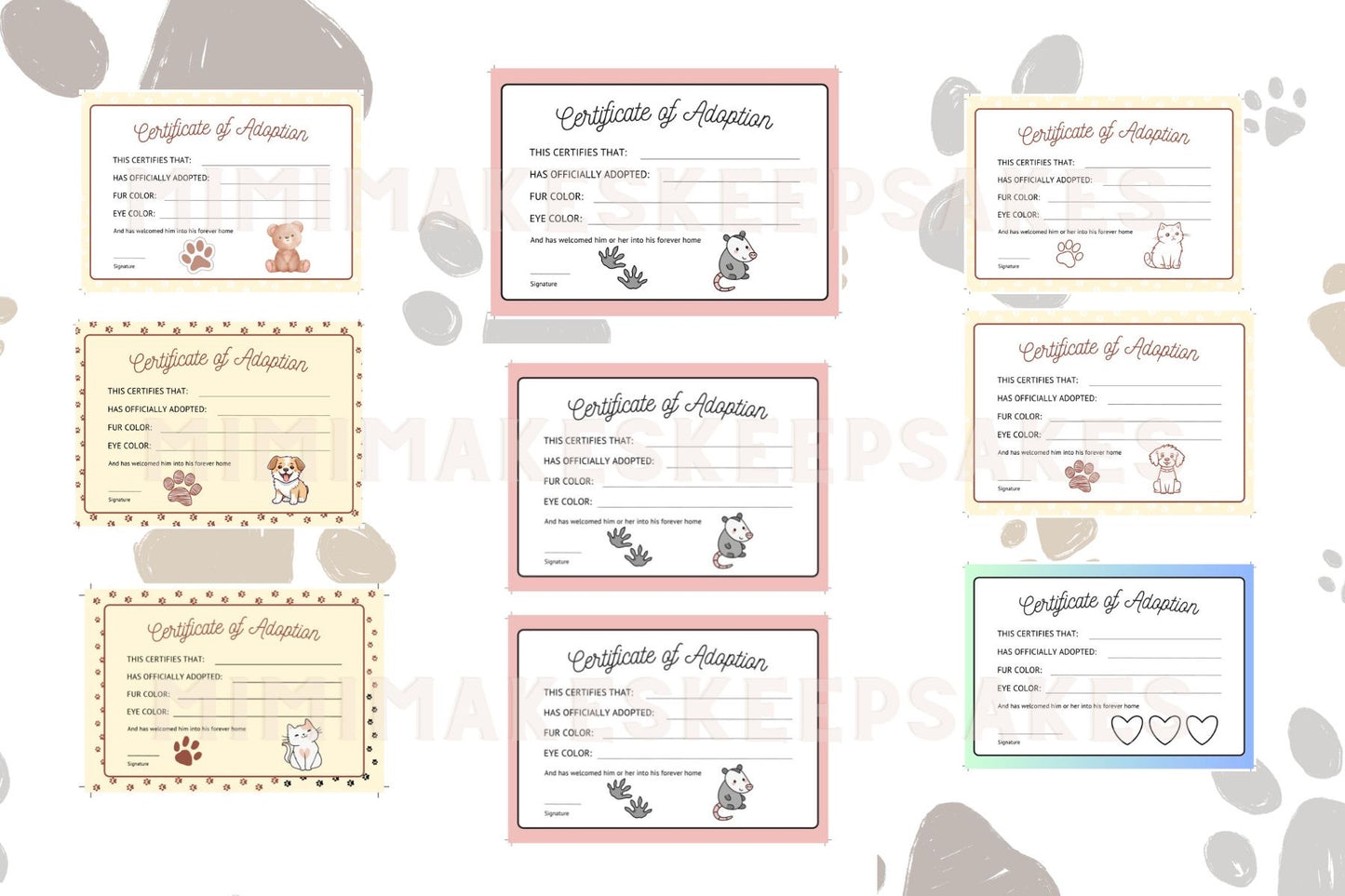 Pet Adoption Certificates