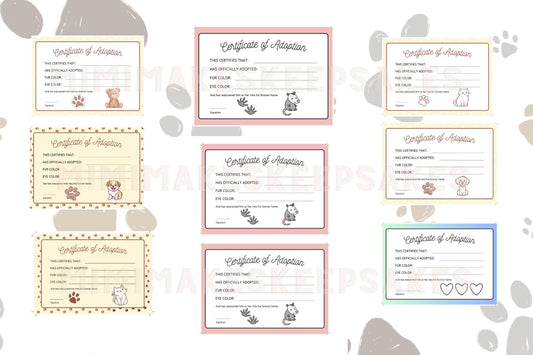 Pet Adoption Certificates