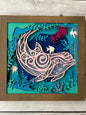 Multi-color, multi-layer laser cut wood dolphin