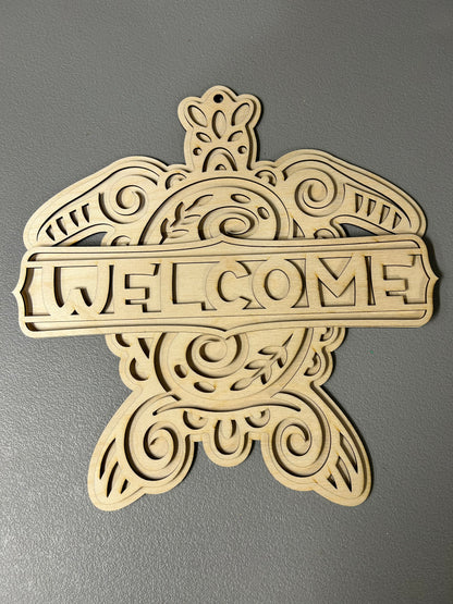 Sea Turtle - Laser cut, multi-layer wood, hand painted, great for any room