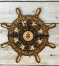 Nautical Ships Wheel with Compass Sign