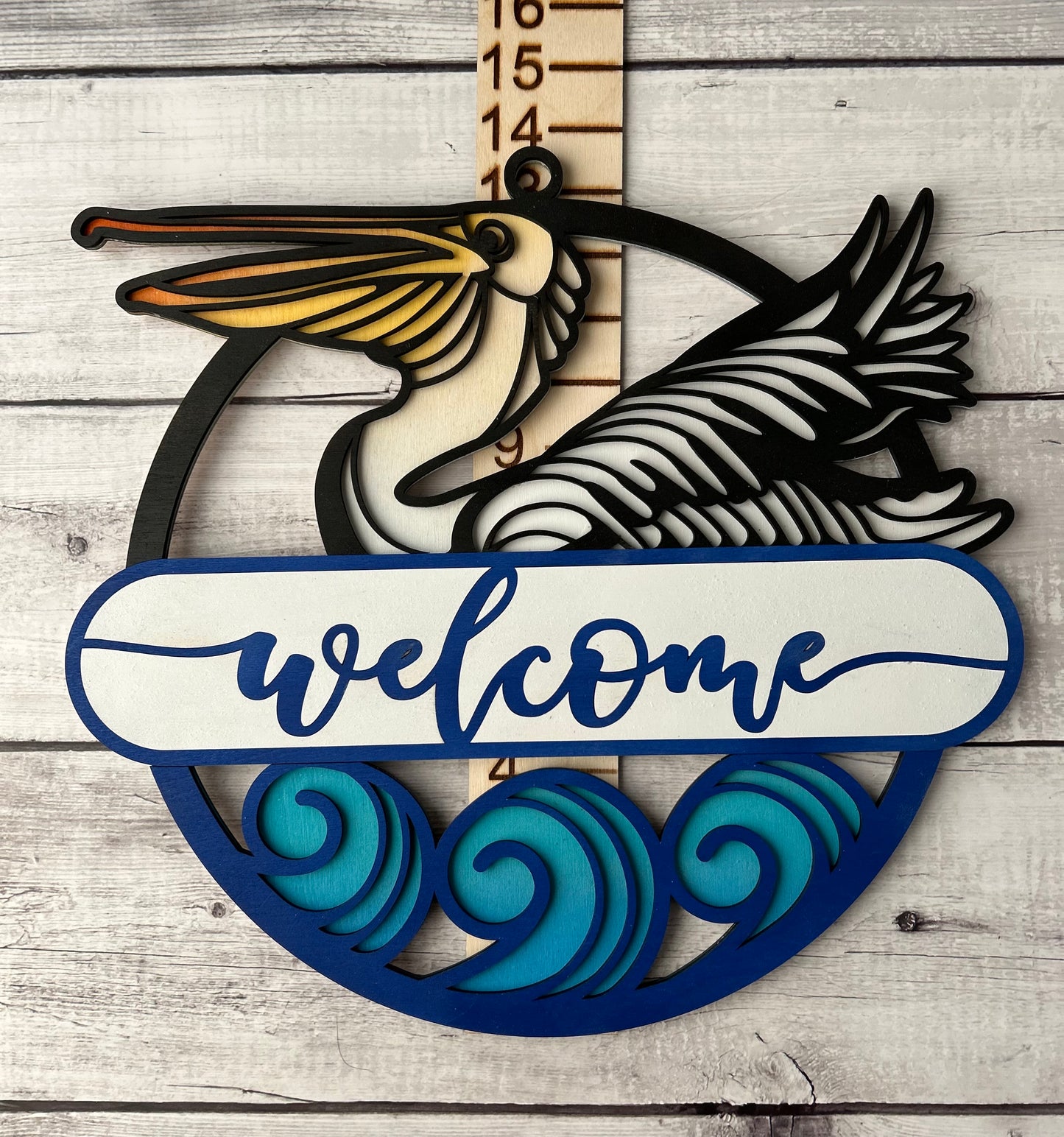 Pelican Welcome Sign - Laser Cut, hand painted