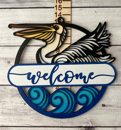 Pelican Welcome Sign - Laser Cut, hand painted