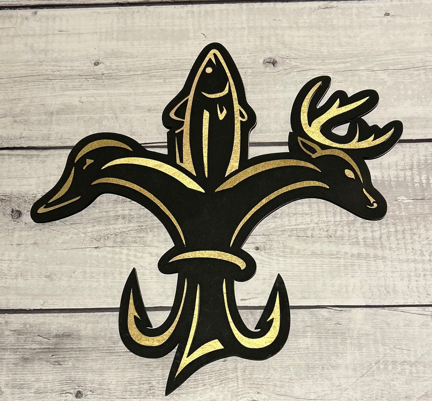 Black and Gold Sportsman Fleur de Lis - Laser cut, layered design