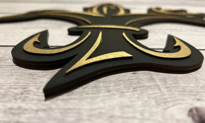 Black and Gold Sportsman Fleur de Lis - Laser cut, layered design
