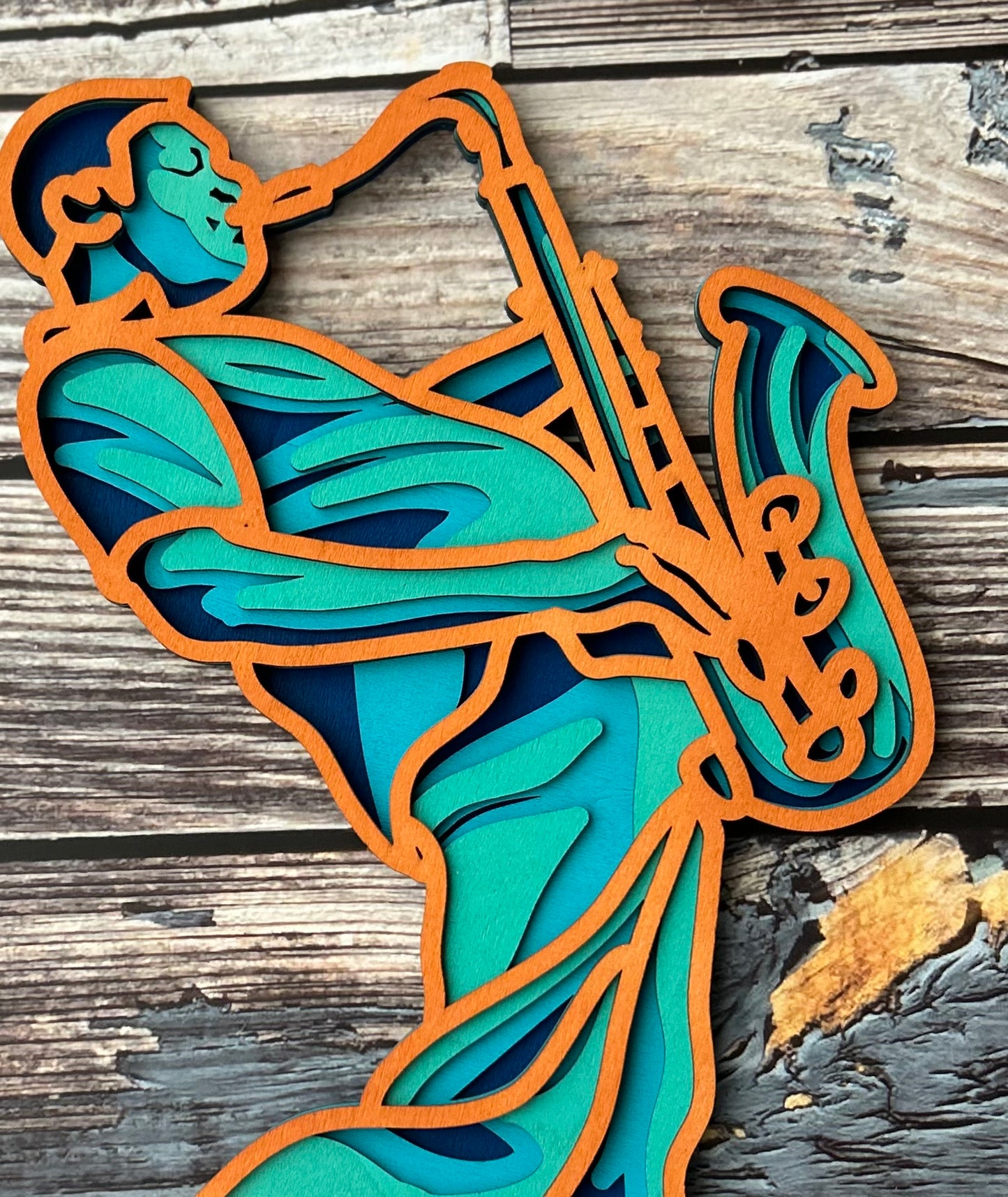 Jazz Sax Player - Four Color, Layered Design