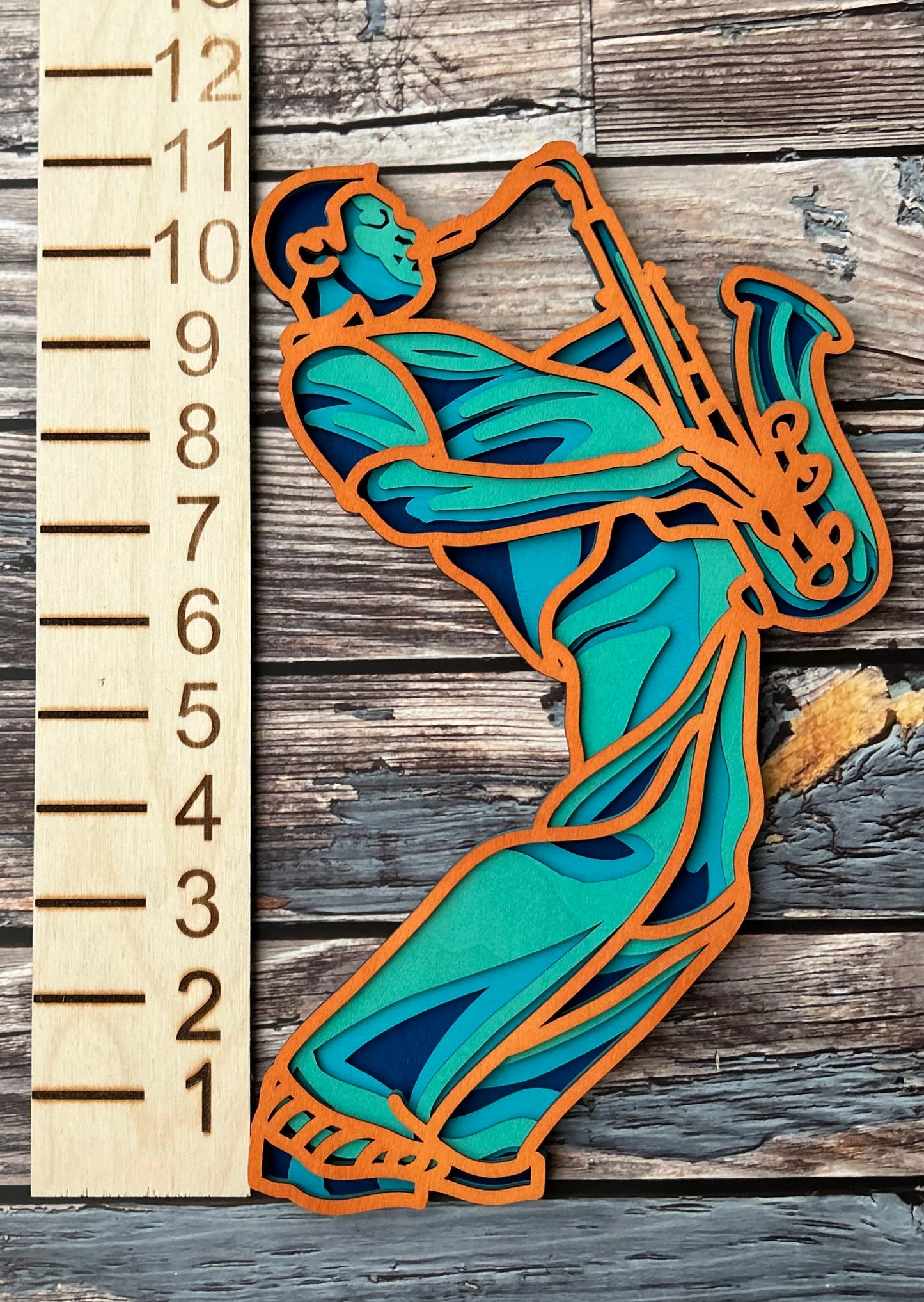 Jazz Sax Player - Four Color, Layered Design