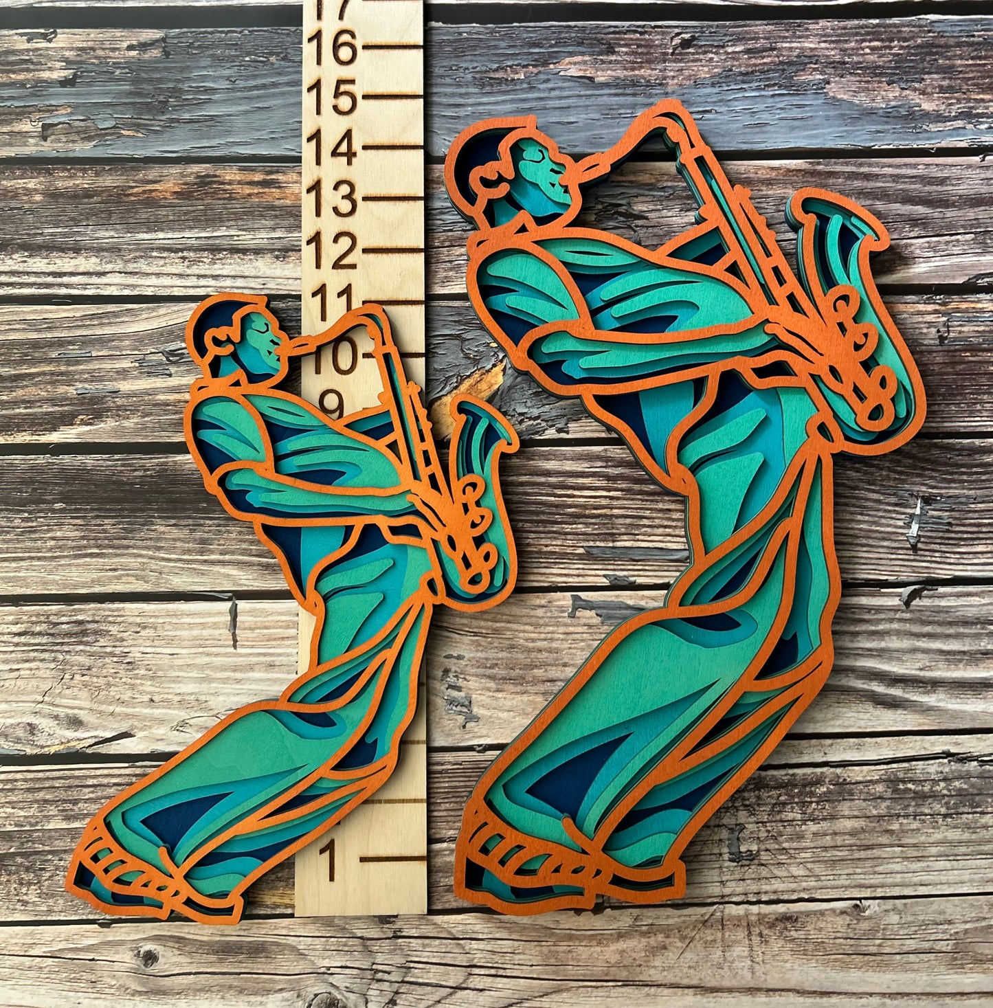 Jazz Sax Player - Four Color, Layered Design