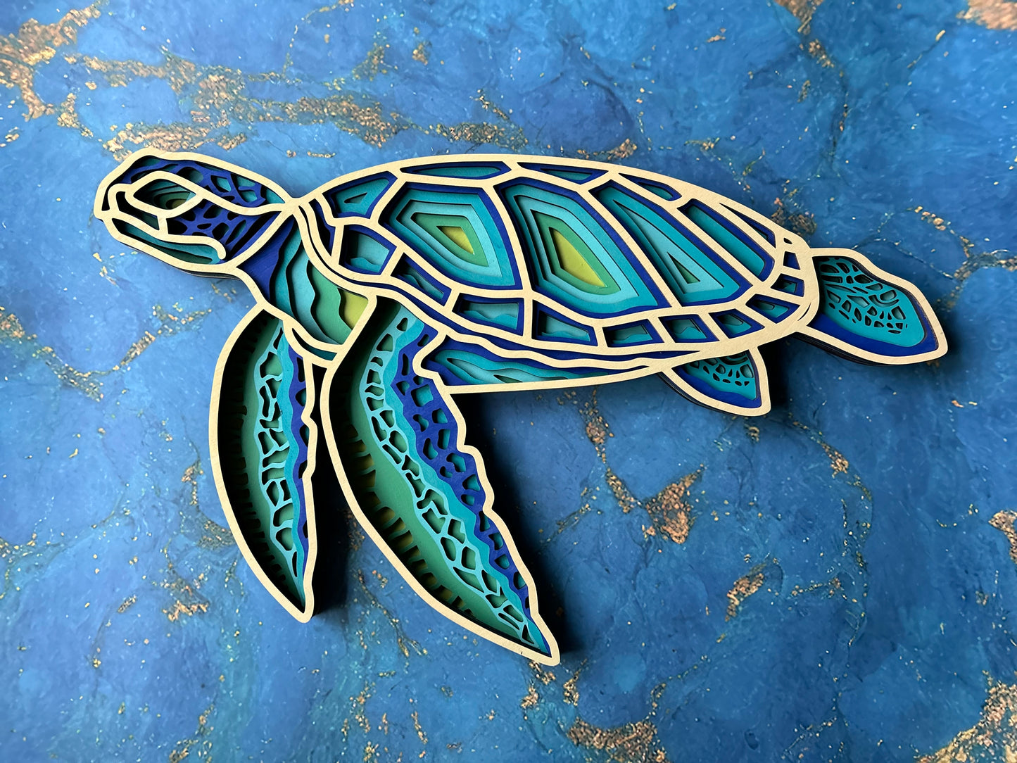 Sea Turtle - Laser cut, multi-layer wood, hand painted, great for any room