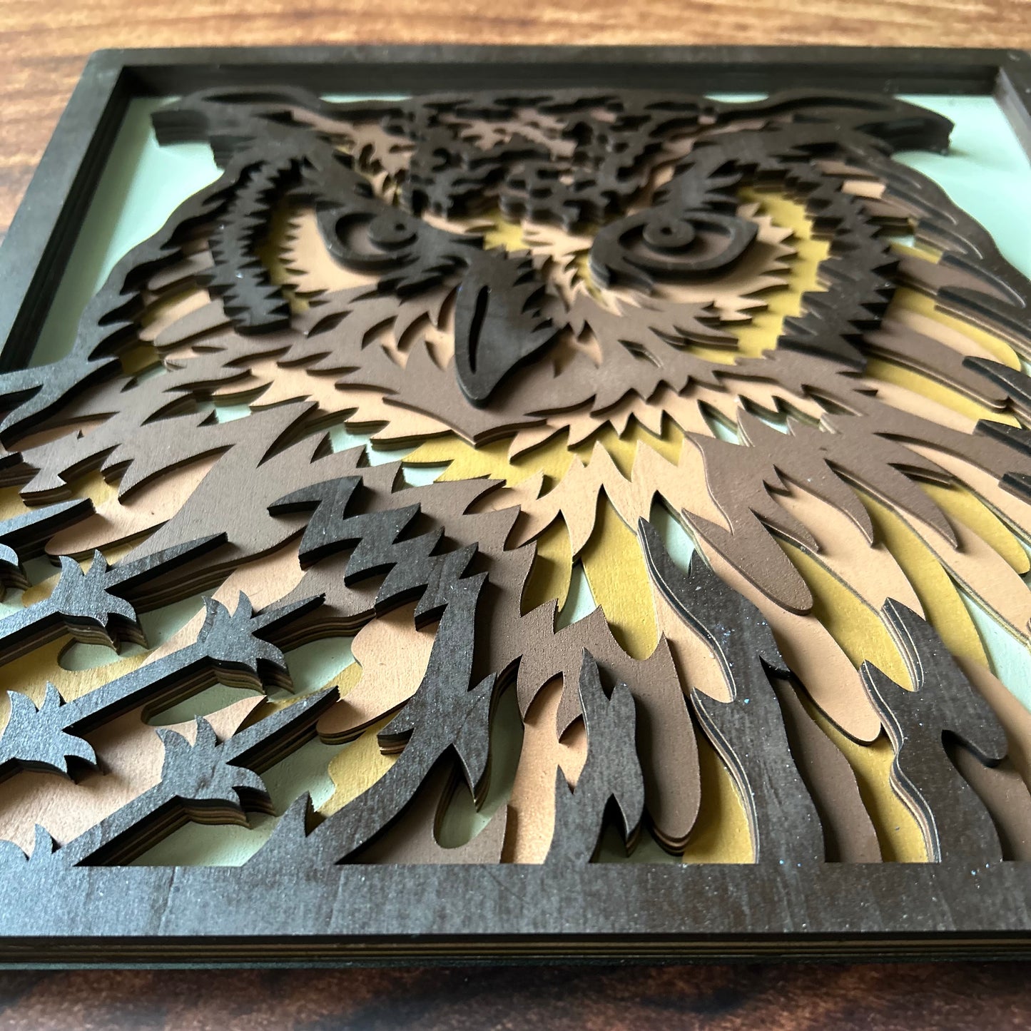 Multi-Layered Owl - Six layers of laser cut wood, hand painted