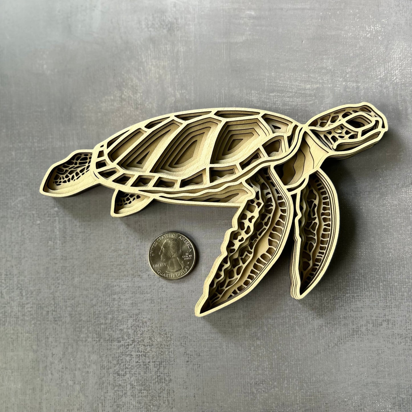 Sea Turtle - Laser cut, multi-layer wood, hand painted, great for any room