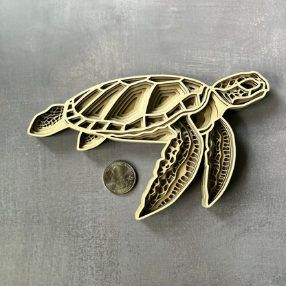 Sea Turtle - Laser cut, multi-layer wood, hand painted, great for any room