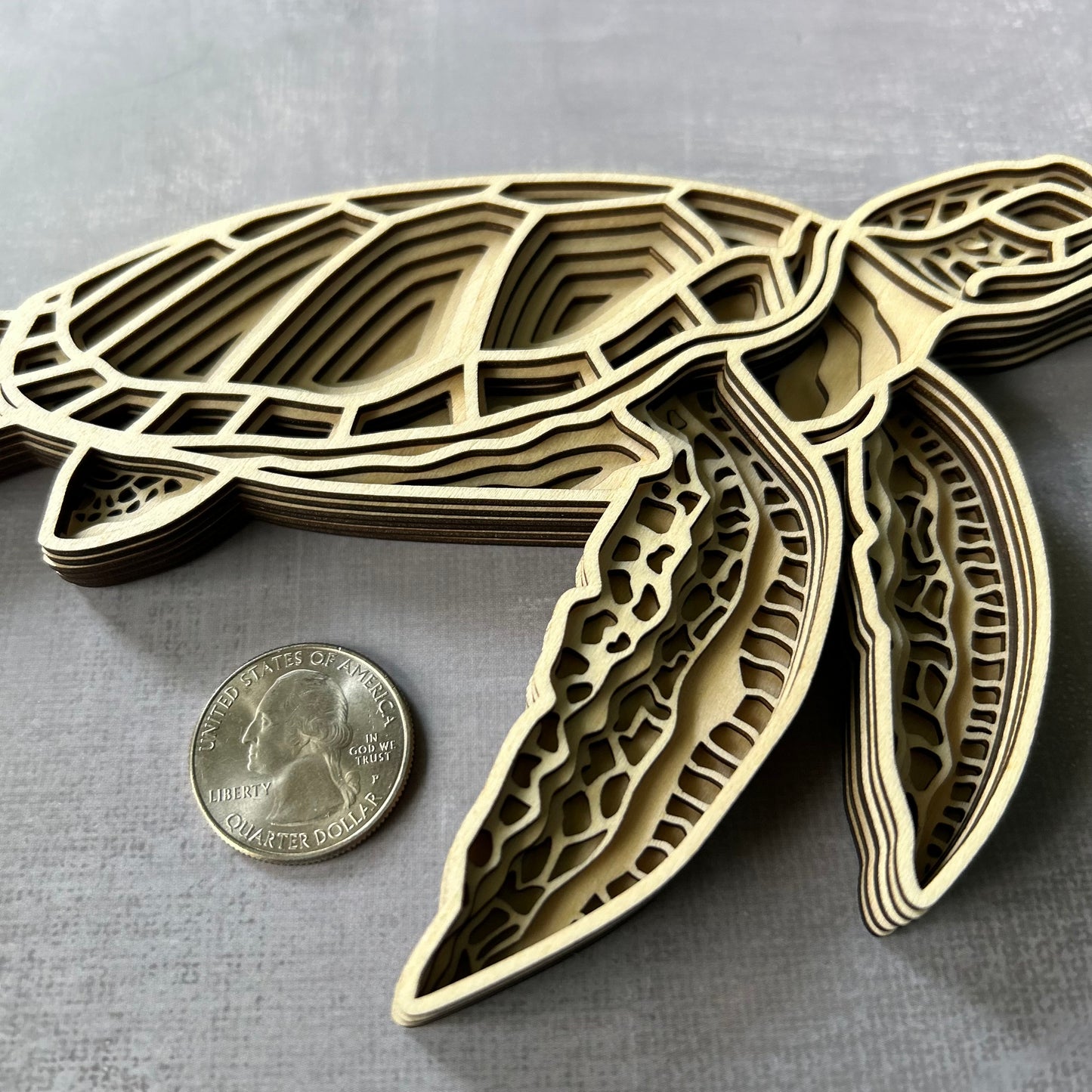 Sea Turtle - Laser cut, multi-layer wood, hand painted, great for any room