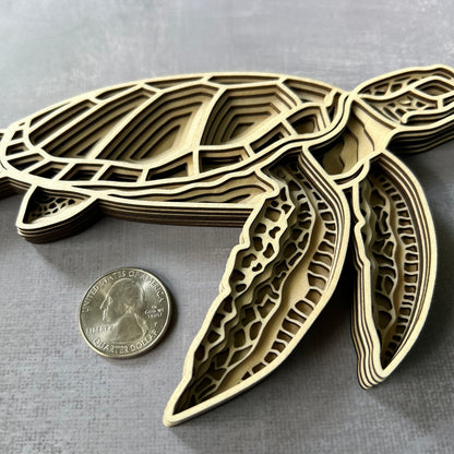 Sea Turtle - Laser cut, multi-layer wood, hand painted, great for any room