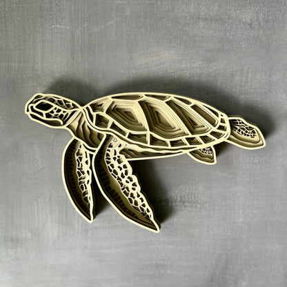 Sea Turtle - Laser cut, multi-layer wood, hand painted, great for any room