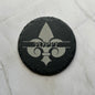 Fluer de Lis slate coasters, laser etched, high contrast