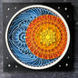 Multi-Layer Mandala Sun, Stars and Sky - Ten layers of laser cut wood, hand painted