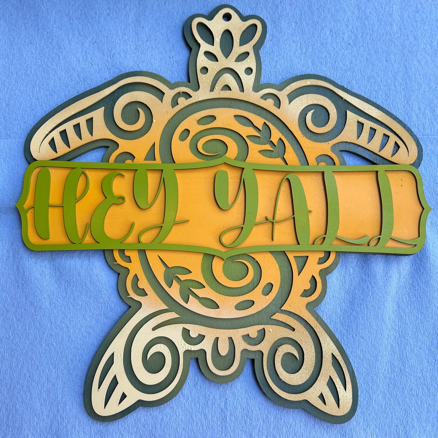 Sea Turtle - Laser cut, multi-layer wood, hand painted, great for any room