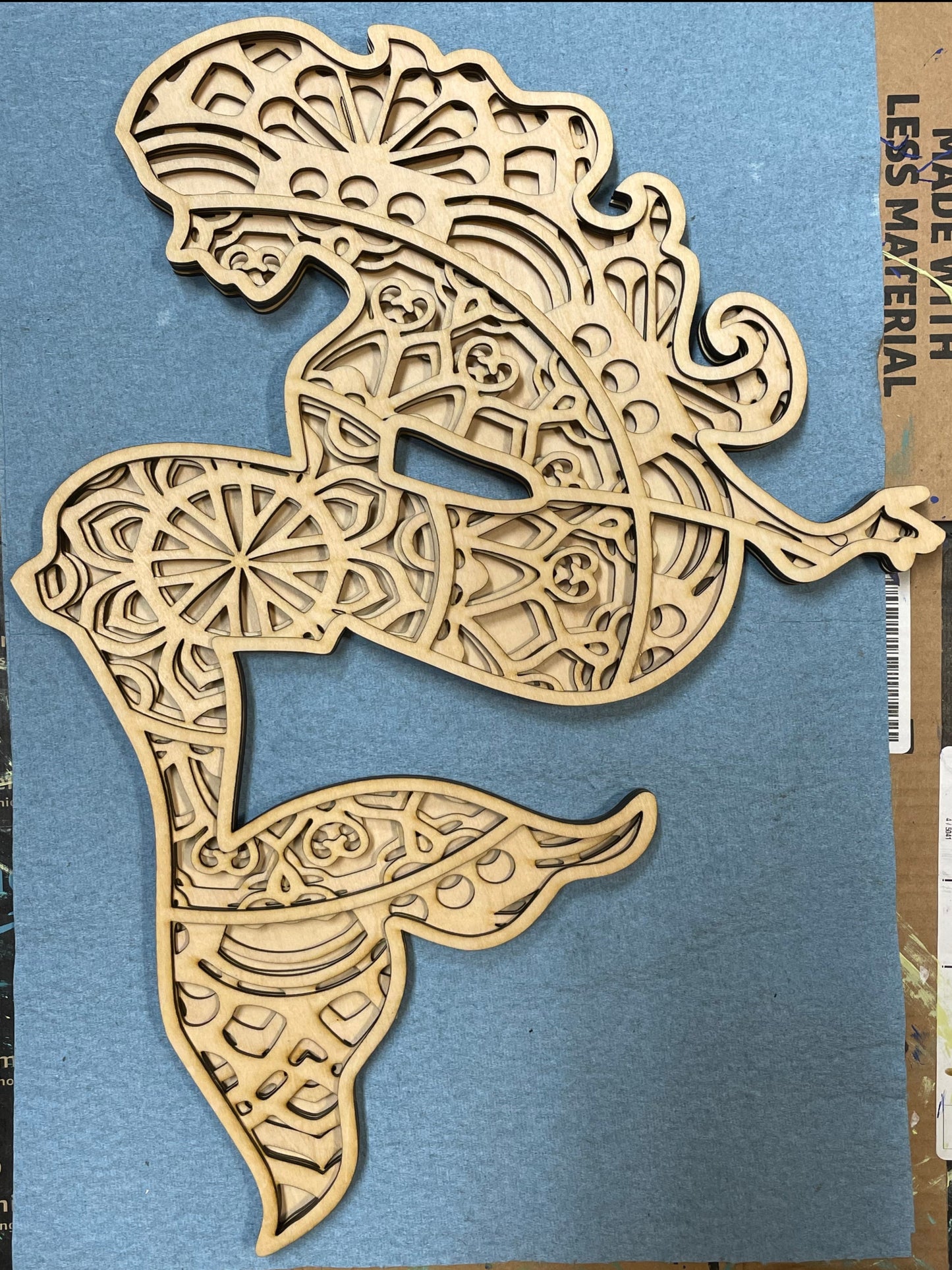 Mandala mermaid made with four laser cut layers, hand painted to create an amazing art piece suitable for any room.