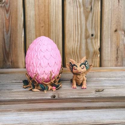 Amazing Dragon Egg with Dragon and Stand - Multi-Color 3d Print