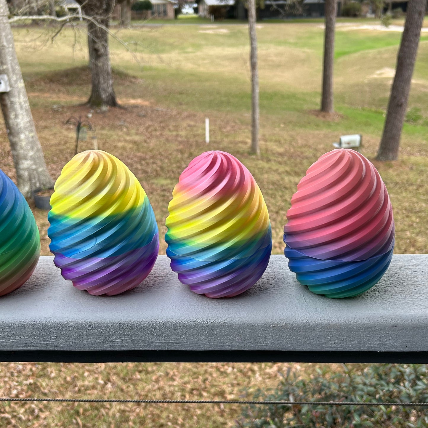 Spiral Eggs - 3D Printed Multi-Colored Hollow Eggs; Perfect for Hiding Surprises Inside