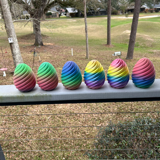 Spiral Eggs - 3D Printed Multi-Colored Hollow Eggs; Perfect for Hiding Surprises Inside