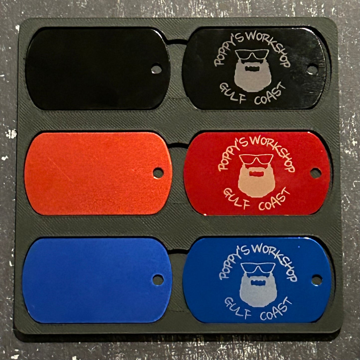 xTool F1 Military Dog Tag jig. 3d printed specifically for the xTool F1. An xTool XCS layout file will be provided.