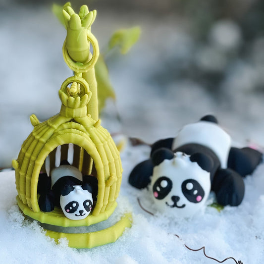 Panda Bear Mom and Baby - 3d Printed Fidget Toy