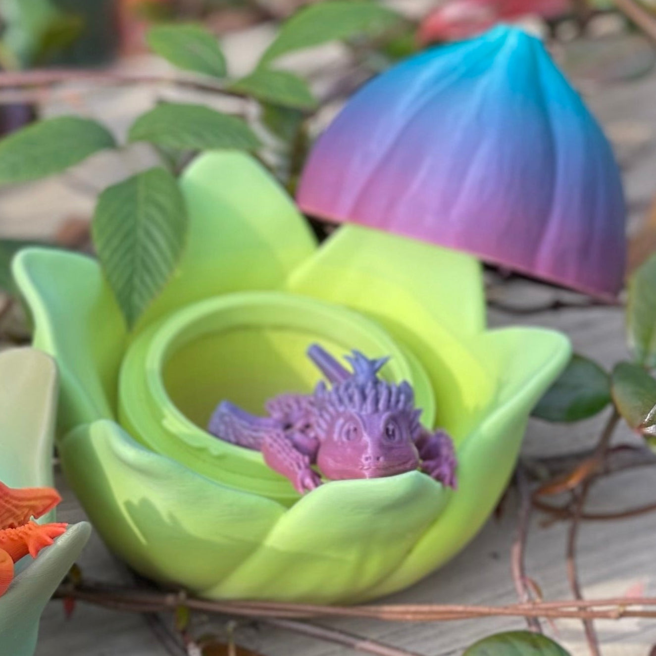 Amazing Dragon Flower Bulb with Dragon - 3d Printed Toy