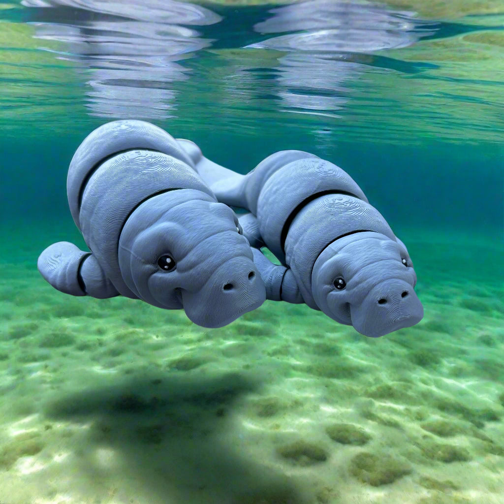 Two Manatee Swimming Under Water