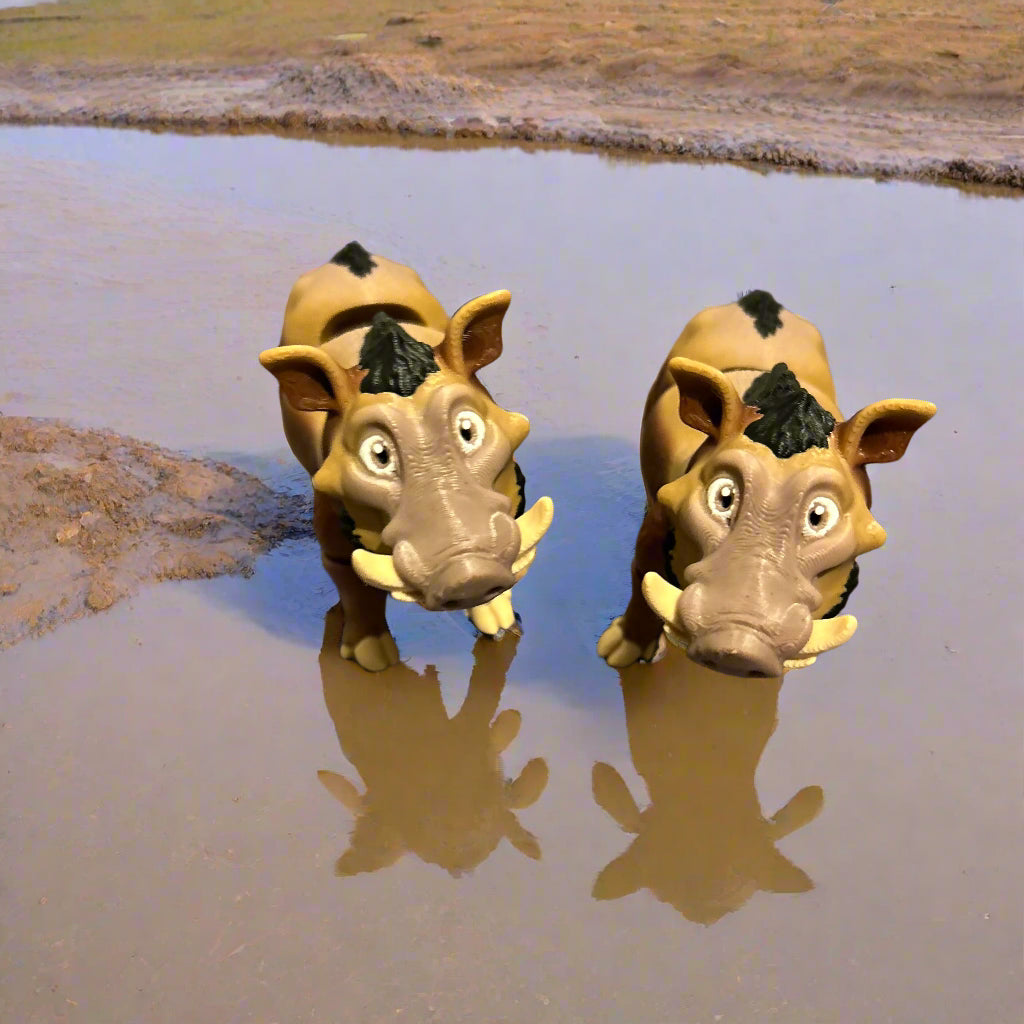 Two Warthogs on a river bank