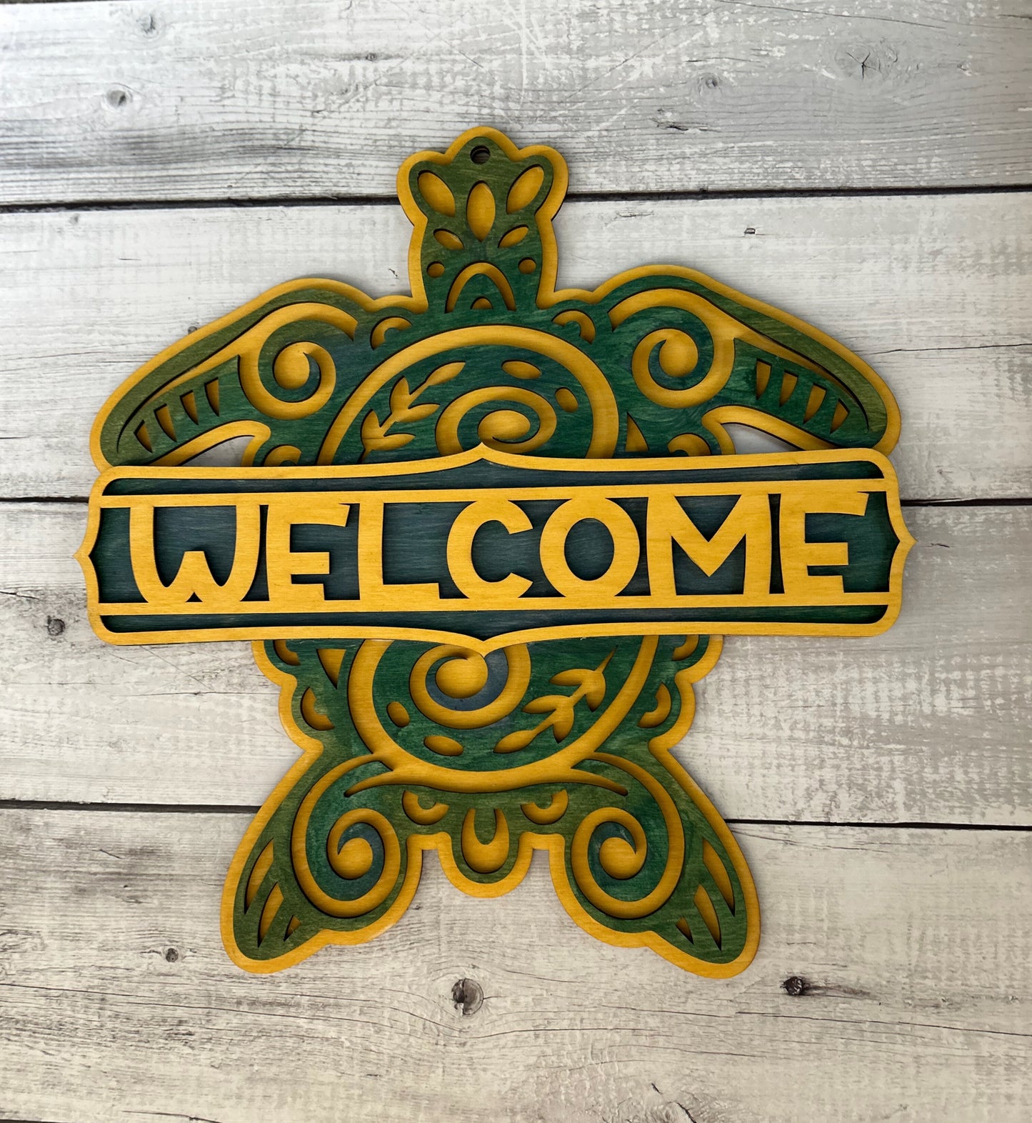 Sea Turtle - Laser cut, multi-layer wood, hand painted, great for any room
