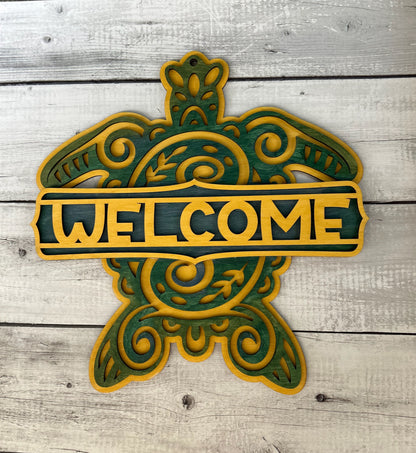 Sea Turtle - Laser cut, multi-layer wood, hand painted, great for any room
